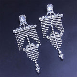Cifeeo Fashion Exaggerated Shiny Rhinestone Tassel Earrings Jewelry Ins Sexy Ladies Stage Get Together Water Drop Pendant Accessories