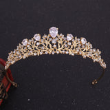 Luxury Noble Crystal Leaf Bridal Jewelry Sets Rhinestone Crown Tiaras Necklace Earrings Set for Bride African Beads Jewelry Sets