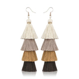 Cifeeo-Christmas Gift New Year's Eve Gift Bohemian 4 Layered Tassel Earrings For Women Ethnic Long Fringe Multi color Statement Dangle Earring GirlsFashion Jewelry