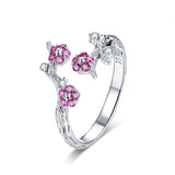 Cifeeo Authentic Alloy Plant Series Flower Butterfly Rings Adjustable Size for Women Luxury Wedding Jewelry GAR021 A06