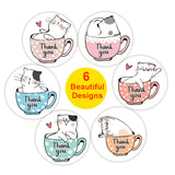 CIFEEO 100-500pcs Kawaii Cat Thank You Stickers Round Cartoon Animal Adhesive seal Labels for Greeting Cards Gift Decoration Stationery Wedding parties, birthday parties, party gift decorations