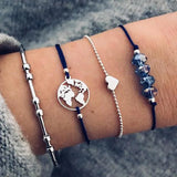 Cifeeo-Christmas Gift New Year's Eve Gift Boho Heart Charm Bracelet Set For Women Beads Chain Wrap Bangle Lady Girls Bohemian Jewelry Gift