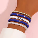 Cifeeo-Christmas Gift New Year's Eve Gift Colorful Stackable Love Letter Bracelets for Women soft clay pottery Layering Friendship Beads Chain Bangle Boho Jewelry Gift