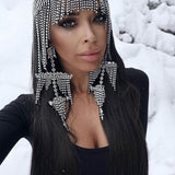 Cifeeo Fashion Exaggerated Shiny Rhinestone Tassel Earrings Jewelry Ins Sexy Ladies Stage Get Together Water Drop Pendant Accessories
