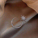 Cifeeo 2023 New Star Moon Earrings Korean Version Asymmetrical High Sense Earrings Fashion Earrings Exquisite Ear Nail