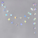 Cifeeo-Laser Silver Paper Star Garland Banner Happy Birthday Party Decoration Girl Boy Baby Shower Wedding Christmas Wall Hanging Decor