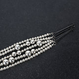 Cifeeo 2023 Silver-Plated Beads Hair Chain Tassel Hair Accessories Black Word Clip Braided Hair Clip Popular Fashion Hair Accessories