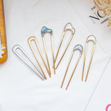 Cifeeo Back to school Fashion Metal Hair Sticks For Women Shell Hair Clip Pins Minimalist U Shape Girls Hairpins Hair Bun Maker Headwear