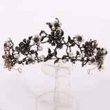 Cifeeo 2023 Back To School Baroque Vintage Black Purple Crystal Pearls Bridal Tiaras Crown Rhinestone Pageant Diadem Veil Tiara Wedding Hair Accessories
