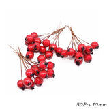 Cifeeo-Red Theme Artificial Flower Cherry Stamen Berries Bundle DIY Christmas Decoration Wedding Cake Gift Box Wreaths Xmas Decor