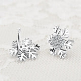 Cifeeo-Christmas gifts New Lovely Snowflake Charm Earring For Women Christmas Gift Fashion Crystal Zircon Stud Earrings Girls New Year Jewelry