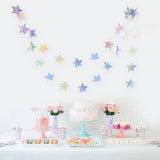 Cifeeo-Laser Silver Paper Star Garland Banner Happy Birthday Party Decoration Girl Boy Baby Shower Wedding Christmas Wall Hanging Decor