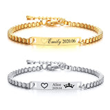 Cifeeo Custom Baby Name Bracelet Gold Bar Personalized Engraved Safty Stainless Steel Newborn Children Infant Bracelet 12cm 15cm