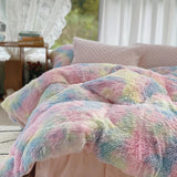 Cifeeo-Autumn and Winter Bedding Set Shaggy Coral Fleece Bedding Set, Warm Bedspread, Cozy Princess Quilted Bedskirt, Mink Velvet, Duvet Cover, Blanket, Pillowcases