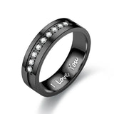 Cifeeo-Christmas Gift New Year's Eve Gift Fashion Stainless Steel Couple Engagement Rings For Women Men Crystal I LOVE YOU Ring 2021 Wedding Jewelry Gift