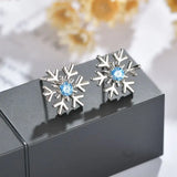 Cifeeo-Christmas gifts Exquisite Zircon Christmas Snowflake Stud Earrings for Women Shiny Rhinestone Crystal Flowers Earring Christmas New Year Gifts