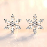 Cifeeo-Christmas gifts Crystal Zircon Snowflake Stud Earrings For Women Shiny Rhinestone Charm Earring Girls Christmas New Year Birthday Jewelry Gifts