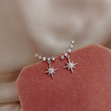 Cifeeo 2023 New Star Moon Earrings Korean Version Asymmetrical High Sense Earrings Fashion Earrings Exquisite Ear Nail