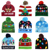 Cifeeo-LED Christmas Hat Sweater Knitted Beanie Christmas Light Up Knitted Hat Christmas Gift for Kids Xmas 2024 New Year Decorations