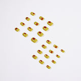 Cifeeo Bean Yellow Short False Nail Wearing Nail Graffiti Diynail Art  Fake Nails Nail Salon 24Pcs