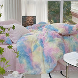 Cifeeo-Autumn and Winter Bedding Set Shaggy Coral Fleece Bedding Set, Warm Bedspread, Cozy Princess Quilted Bedskirt, Mink Velvet, Duvet Cover, Blanket, Pillowcases