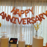 Cifeeo-Happy Anniversary Balloons Decoration Rose Gold Balloon Birthday Wedding Foil Balloons Set Party Banner Supplies