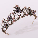 Cifeeo 2023 Back To School Baroque Vintage Black Purple Crystal Pearls Bridal Tiaras Crown Rhinestone Pageant Diadem Veil Tiara Wedding Hair Accessories