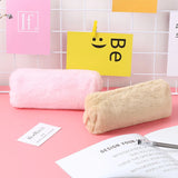 Cifeeo-Back To School Gifts Plush Pencil Case Stationery School Pencil Cases Trousse Scolaire Piornik Solid Color Pen Case Estuches Escolares Pencil Pouch