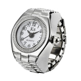 Cifeeo 2023 Individuality Vintage Punk Elastic Stretchy Quartz Watch Rings For Women Man Hip-Hop Couple Accessories