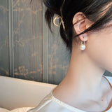 Cifeeo Christmas Gift Simple Elegant Small Pearl Pendant Earrings For Woman 2023 New Fashion Jewelry Party Ladies' Unusual Dangle Earrings Accessories