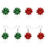 Cifeeo-Christmas gifts Creative Christmas Stars Stud Earrings For Women Handmade Xmas Snowflakes Ribbons Round Earring Merry Christmas New Year Gifts