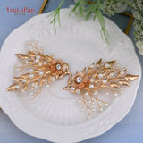 Cifeeo 2Pcs/Lot White Wedding Shoes Clips For Bride Wedding Flower Girl Golden Shoes Buckle  Flower Bridal High Heels Clips