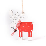 Hand painted deer Christmas Wooden Pendant Elk Xmas Tree Ornaments Hanging Decor DIY Christmas Decorations for Home 2024