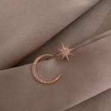 Cifeeo 2023 New Star Moon Earrings Korean Version Asymmetrical High Sense Earrings Fashion Earrings Exquisite Ear Nail