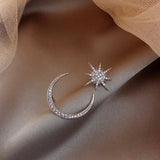 Cifeeo 2023 New Star Moon Earrings Korean Version Asymmetrical High Sense Earrings Fashion Earrings Exquisite Ear Nail