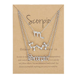 Cifeeo-Christmas Gift New Year's Eve Gift 3Pcs/set 12 Zodiac Sign Necklace For Women 12 Constellation Pendant Chain Choker Birthday Jewelry With Cardboard Card