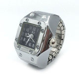 Cifeeo 2023 Individuality Vintage Punk Elastic Stretchy Quartz Watch Rings For Women Man Hip-Hop Couple Accessories
