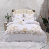 Cifeeo-Egyptian Cotton Bedding Set, Duvet Cover, Bed Sheet, Pillowcases, Luxury European Palace Style, Gold Embroidery, 4 Pcs, 7Pcs