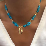 Cifeeo Summer Gold Rope Chain Classic Seashell Choker Necklace Collar Necklace Shell Choker Necklaces for Beach