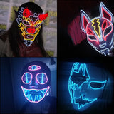 Cifeeo-Halloween Custom Cosplay Halloween Party Mask Luminous Light up Led Mask EL Neon Glowing Anime Mask Masque Masquerade Masks Horror Carnival Mask