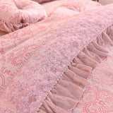 Cifeeo-Autumn and Winter Bedding Set Soft Cozy Carved Velvet Fleece Bedding Set, Warm Princess Wedding Bed Skirt, Ruffles Quilt Cover, Bed Skirt, Pillowcases