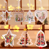 10cm 3D Wooden Chirstmas Tree Hanging Pendants Xmas Decoration for Home Party New Year Noel Star Xmas Tree Bell Navidad 2022