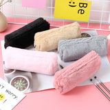 Cifeeo-Back To School Gifts Plush Pencil Case Stationery School Pencil Cases Trousse Scolaire Piornik Solid Color Pen Case Estuches Escolares Pencil Pouch