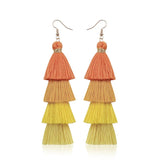 Cifeeo-Christmas Gift New Year's Eve Gift Bohemian 4 Layered Tassel Earrings For Women Ethnic Long Fringe Multi color Statement Dangle Earring GirlsFashion Jewelry