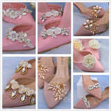 Cifeeo 2Pcs/Lot White Wedding Shoes Clips For Bride Wedding Flower Girl Golden Shoes Buckle  Flower Bridal High Heels Clips