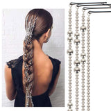 Cifeeo 2023 Silver-Plated Beads Hair Chain Tassel Hair Accessories Black Word Clip Braided Hair Clip Popular Fashion Hair Accessories