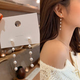 Cifeeo Trend Simulation Pearl Long Earrings Female Moon Star Flower Rhinestone Wedding Pendant Earrings Fashion Korean Jewelry