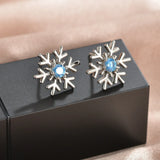 Cifeeo-Christmas gifts New Lovely Snowflake Charm Earring For Women Christmas Gift Fashion Crystal Zircon Stud Earrings Girls New Year Jewelry