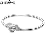 Christmas Gift Classic Series Silver Plated Heart Bracelets Bangles Fit Original Beads Charms Brand Bracelet For Women DIY Jewelry Gift