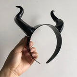Cifeeo Halloween Black  Maleficent Witch Horns Headband Headgear Party Black Queen Headwear Party Costume Props